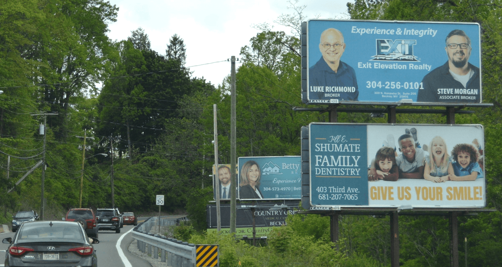 row of billboards